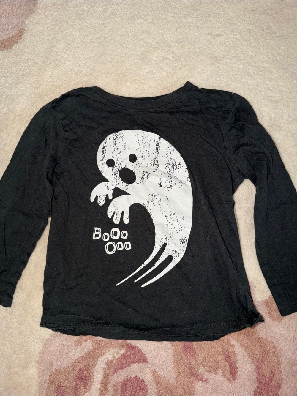 H&M Black Long-Sleeve Tee with White Ghost Graphic